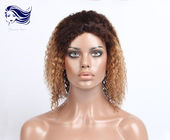 Color corto de Ombre de las pelucas del cabello humano del cabello humano de las pelucas de cordón rizadas del frente
