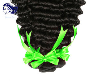 Extensiones indias del pelo de la Virgen real con los clips, pelo profundo indio de la Virgen de la onda proveedor