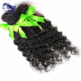 Extensiones indias del pelo de la Virgen real con los clips, pelo profundo indio de la Virgen de la onda proveedor