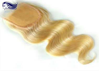 China El pelo brasileño de Remy del cordón del top del cierre de la onda rubia del cuerpo libera estilo fábrica
