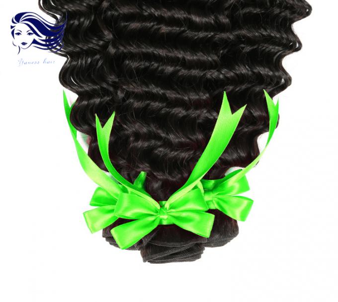 Extensiones indias del pelo de la Virgen real con los clips, pelo profundo indio de la Virgen de la onda