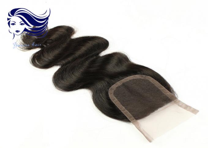 Cierre suizo blanqueado del top del cordón/negro natural de los cierres del cordón del cabello humano